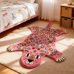 Unusual Fashion Leopard Print Carpet, High-End Creative Art Foldable Washable Non-Slip Plush Decorative Rug, Living Room Bedroom Mat, Animal Print Rug