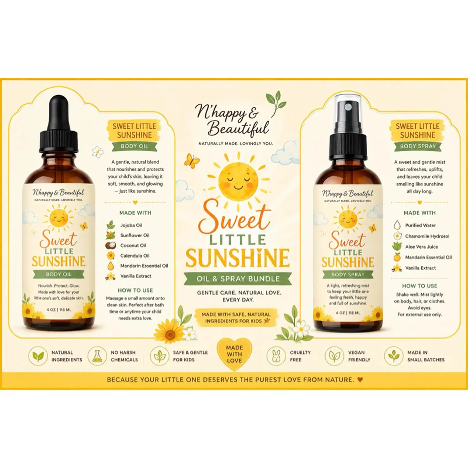 Sweet Little Sunshine bundle / body oil & spray