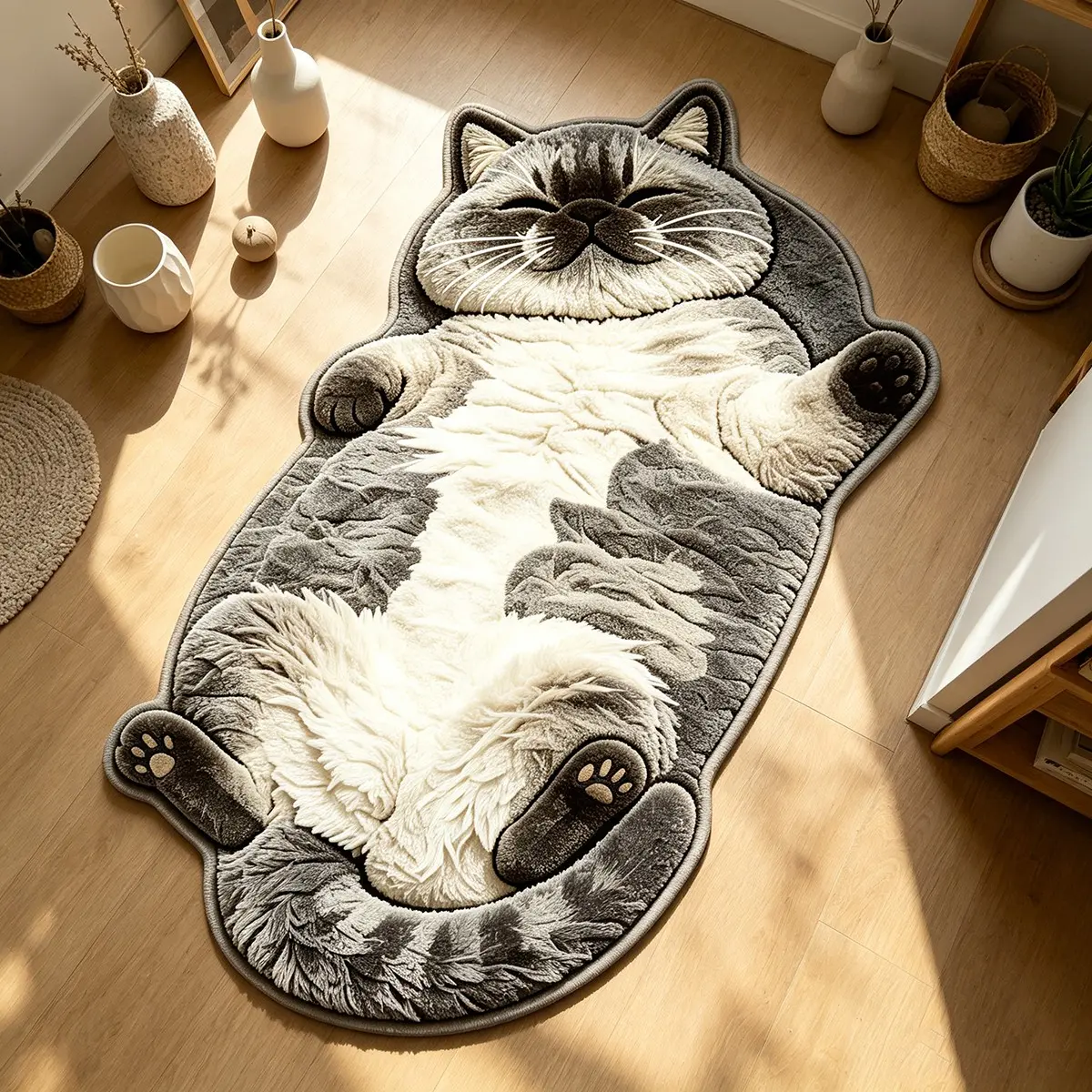Unique Cat Shape Rug, Home Decor Rugs, Home Decorative Rugs, Cream Style Bedroom Bedside Mat, Soft Cozy Living Room Sofa Pad, Non-Slip Durable Study Area Footpad, Washable Window Decor Carpet