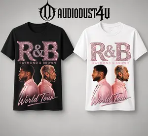 AudioDust4U 2026 Raymond & Brown Tour V8 Men's Short-Sleeve T-Shirt - Duo Concert Merch, Urban Hip Hop Soul Streetwear, Gift for Breezy Fans