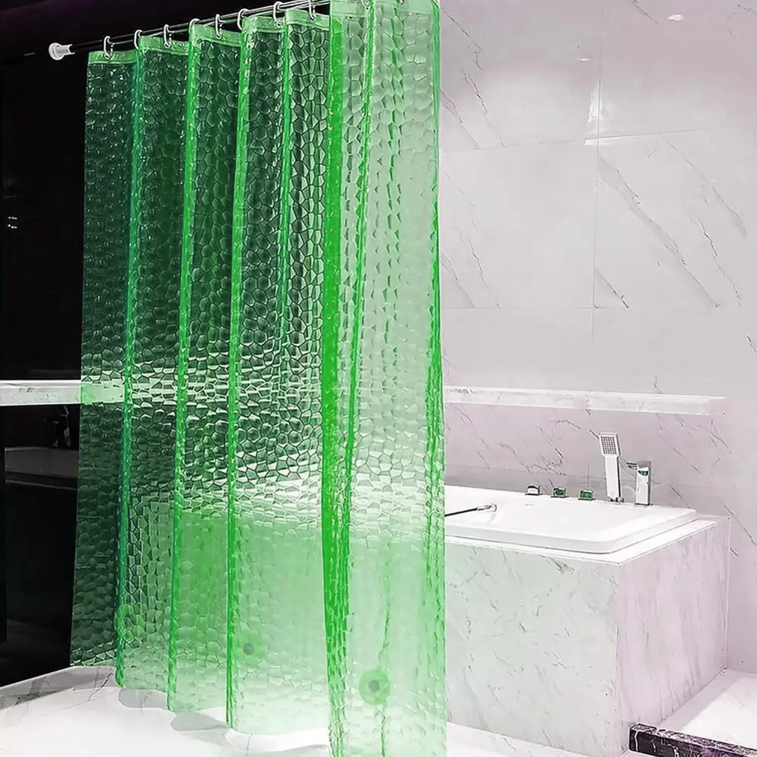 Water Cube Shower Curtain Liner, Peva Simple Bath Curtain Insert, Home Decor Door Curtain, 71x71 Inches, Non-See Through, 12 Hooks, 3 Magnets