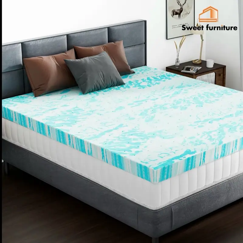 Cooling Gel Mattress Topper with Ice-Touch Cover – 2"/3" Memory Foam for Back Support | Summer Comfort & Airflow | All Sizes from Twin to King