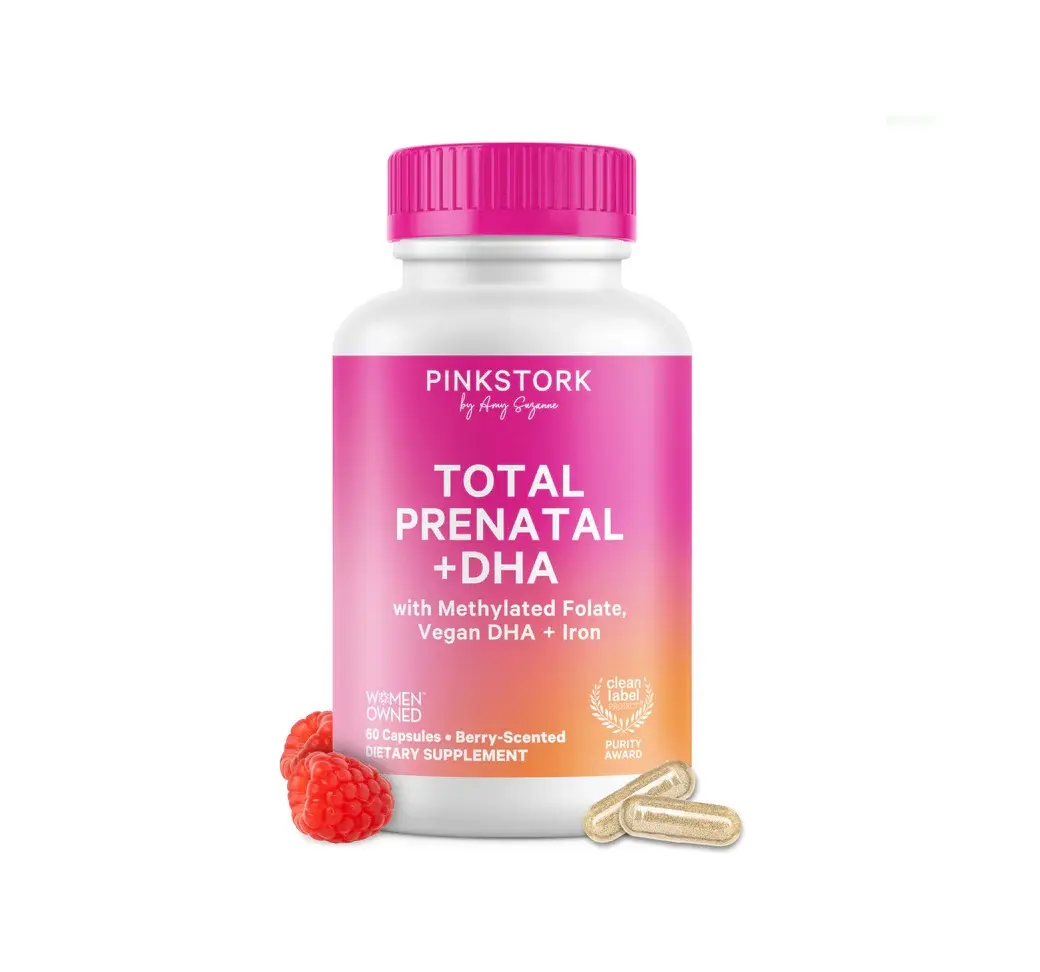 Total Prenatal + DHA - Pink Stork Total Prenatal Vitamins with DHA, Iron, Methylated Folate Total Prenatal + DHA - Pink Stork Total Prenatal Vitamins with DHA, Iron, Methylated Folate