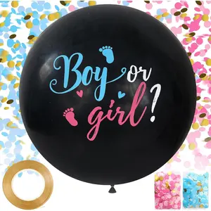 Large Gender Reveal Balloons - 2 count 36 Inch Black Boy or Girl Balloon with Pink and Blue Confetti for  Shower Gender Reveal Ideas Party Decorations