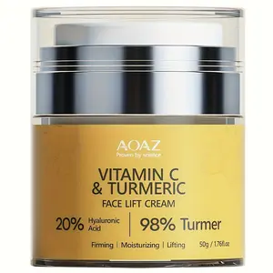 AOAZ Turmeric Collagen Tightening Cream-Contains 20% Hyaluronic Acid, Rich in Vitamin C, Improves Elasticity, Moisturizing Cream 50G for Men and Women