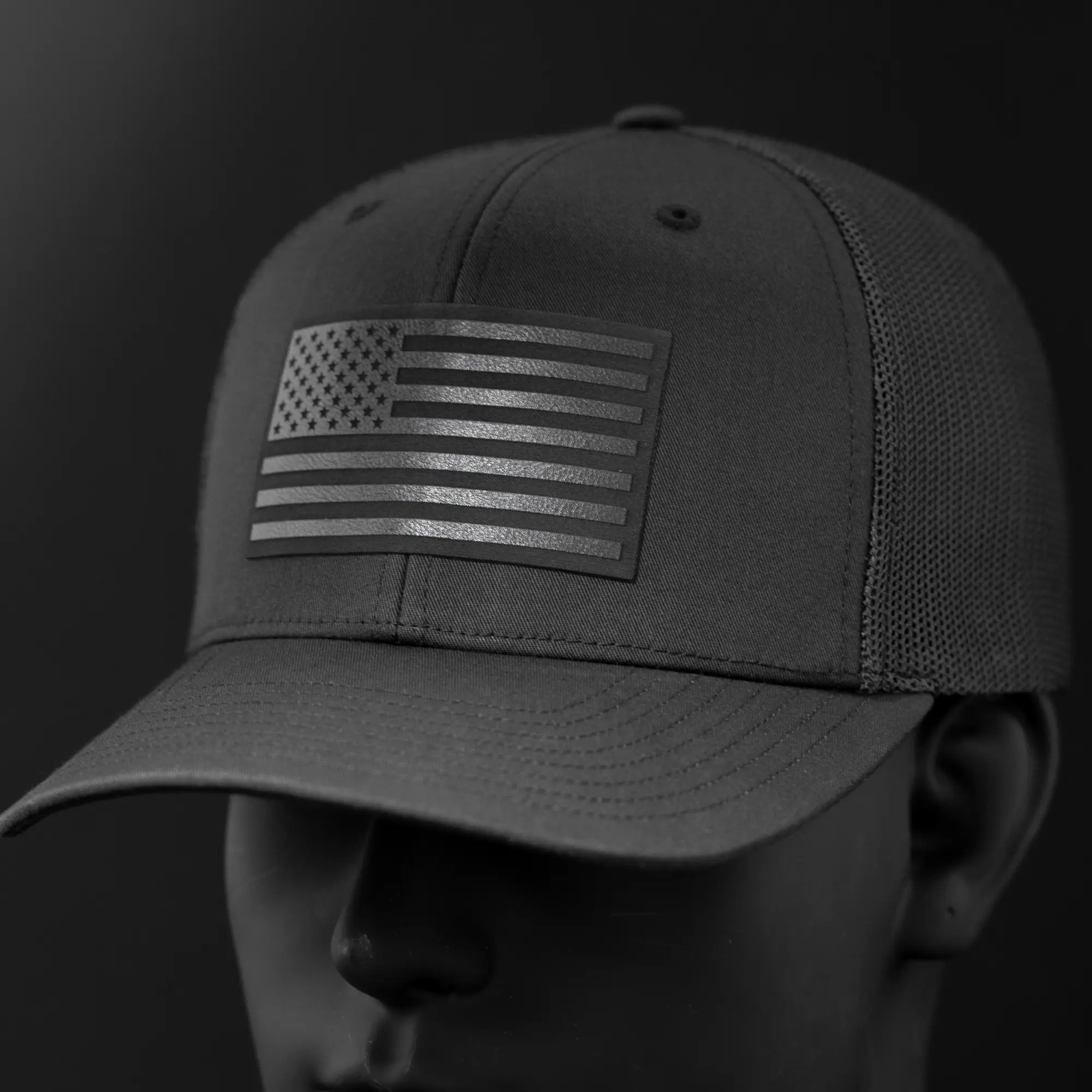 American Flag Hat "BlackOut Edition" with Key Tag