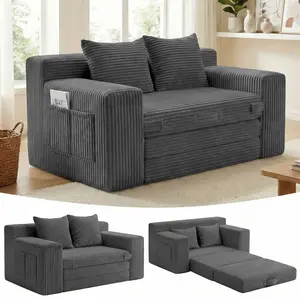 Winzoo 3 in 1 Convertible Sofa Bed Floor Couch  with Side Pocket Oversized single seat/Loveseat Folding Chaise Lounge Chair Futon Sleeper Living Room