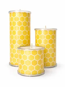 Honeycomb Wrap Set for Your Wrap A Candle Bases | Bright Bee-Inspired Décor | Reusable Candle Wraps