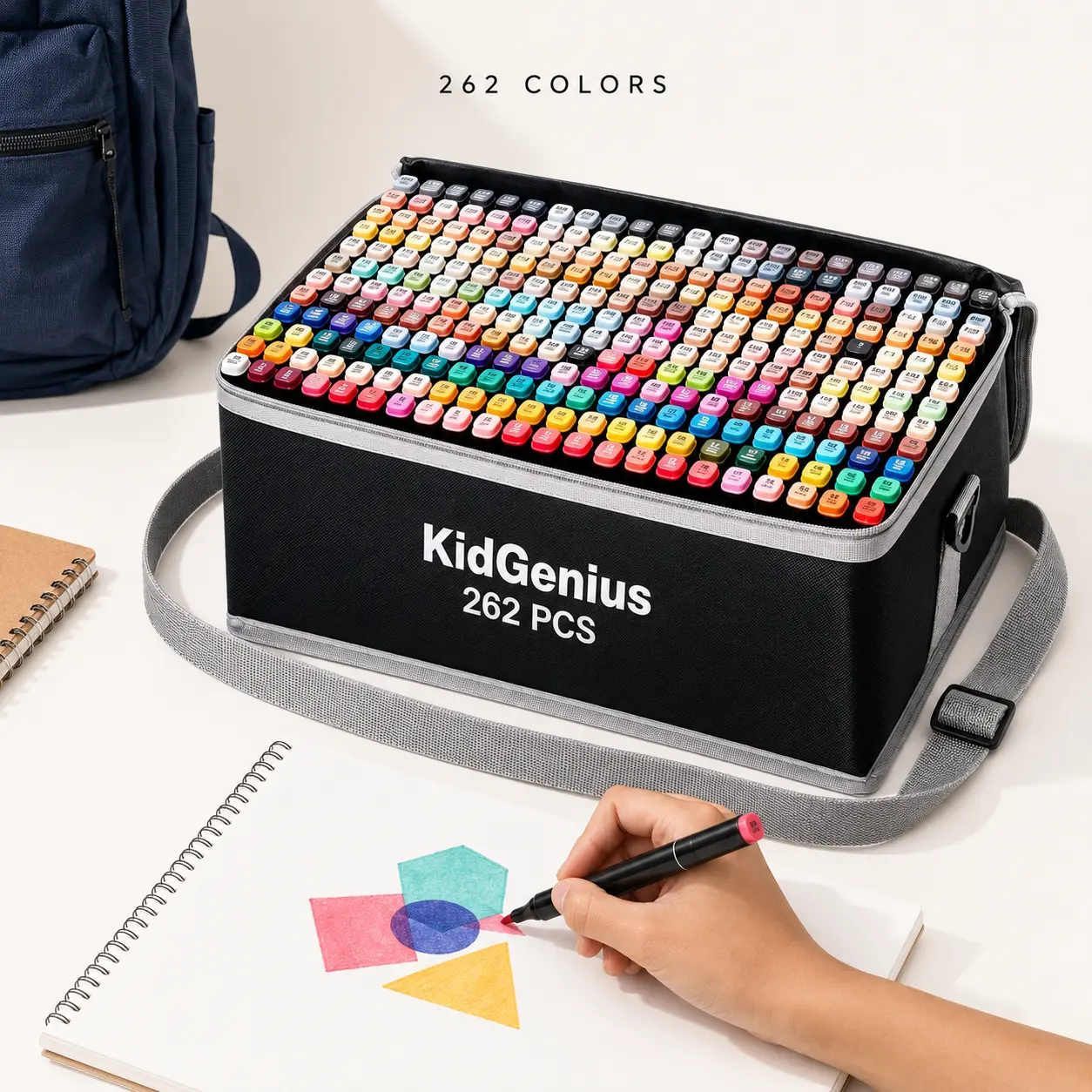 KidGenius 262 Alcohol-Based Double-Tipped Markers - Art Drawing Supplies, Craft Supplies for Adults, Anime & Art Ready for Illustration, Sketching, Coloring