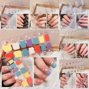 6-Piece Self-Adhesive Glitter Nail Stickers Set, Nude Transparent Easy Apply & Remove, No Light Needed, Perfect for Home Manicure