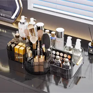 Large Capacity Cosmetic Storage Box, RotatableDesktop Organizer, Multi-Compartment MakeupHolder, Perfume Eyeshadow Lipstick Stand