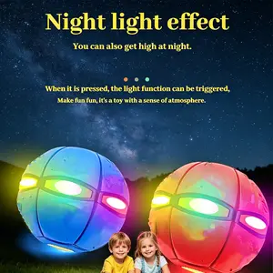 Magic Metaball Toy 2-in-1 Bouncing Ball & Flying Saucer with 6 LED Lights Interactive Kids Parent-Child Playset