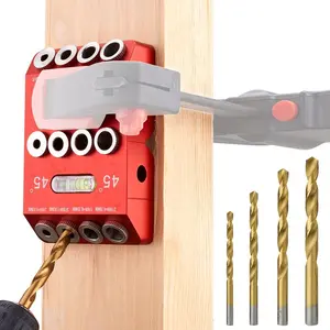 30 ° /45 ° /90 °   Angle Guide Jig, Aluminium Alloy Straight Hole Drilling jig,table Block Tool for Cable Railing System,Wood Post,Railing Deck Woodworking with 4