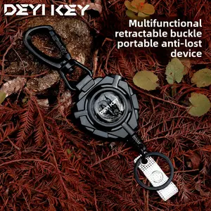 Steel wire retractable buckle, high-rebound stretch buckle, keychain, outdoor climbing buckle, anti-theft buckle, camping, fishing, lure accessories