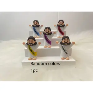 1pc Mini Jesus Figurine for Emotional Support, Cute Desktop Stress-Relief Religious Home Decor, Heartwarming Gift for Girls and Friends, Creative Religious-Theme Keepsake for Easter, Inspirational Card Included, Mini Jesus Statue