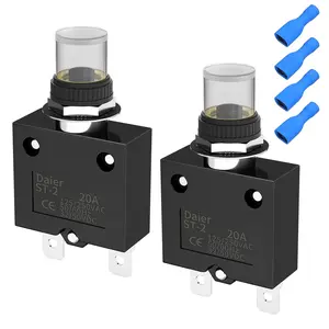cs  Circuit Breaker 20 Amp Manual Reset Push Button Overload Protector Switch with Waterproof Cover 125V/250V AC 12V/50V DC for Generator Marine RV Household Appliances
