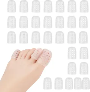 Silicone Toe Protectors 30Pcs, Gel Anti-Friction Toe Protector Breathable Toe Caps Guards for Men Women, Soft Clear Little Toe Covers Silicone Toe Sleeves for Corns, Blisters and Pain Relief