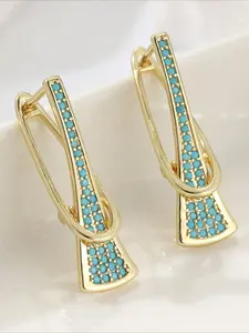 1 Pair of Women's Fashion Dangle Earrings Set with Synthetic Synthetic Zirconia Geometric Style Elegant Ladies' Banquet Temperament Earrings Suitable for Daily Casual Party Wear