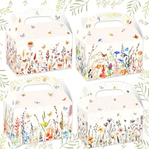 12 PCS Wildflower Treat Boxes, Floral Favor Gift Containers for Bridal Shower & Birthday (Home & Festive Party Bag Packaging)