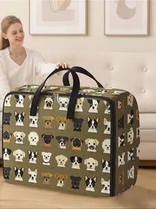 Dog Pattern Storage Box, Space-Saving Large Handheld Organizer, Ideal for Moving, Travel, Camping, Dormitory, Bedroom, Quilts, Bedding Organizer Storage, Closet Organizer