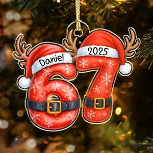 [NEW] Custom Six Seven Ornament, Funny Teen Slang Christmas Ornament, Gen Z Tween Gift for Boys