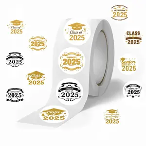 2025 Graduation Sticker Roll, 500pcs/roll Waterproof Vinyl PVC Sticker for Laptop, Water Bottle, Bicycle, Scrapbook, Indoor & Outdoor Use
