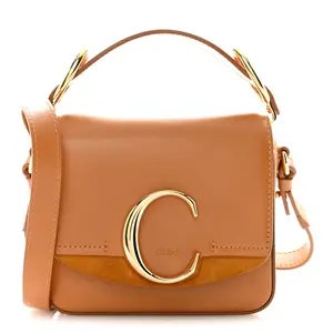 Pre-owned Chloé Calfskin Shoulder Bags Mini C Double Carry Autumnal Brown