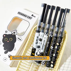 6pcs Liquid Cat Neutral Pens Fine Tip School Homework Pens Office Signing Pens Holiday Party Small Gifts