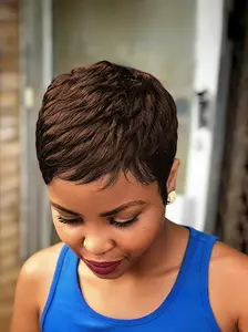 Short Pixie Cut Wig Human Hair Wigs for Women, Elegant Short Wigs with Bangs, Straight Hair Style, Perfect for Daily Wear