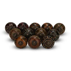 Dresser Knobs For Cabinets And Drawers Assorted  Dusty Ceramic Knob & Pull Handle Kitchen Brown Cupboard Wardrobe Decorative Furniture - Pack Of 12 (dark Brown)