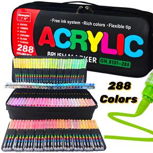 guangna automatic ink control acrylic paint markers, brush tip acrylic paint pens for wood rock glass canvas stone fabric glass metal ceramic canvas diy crafts art supplies gifts