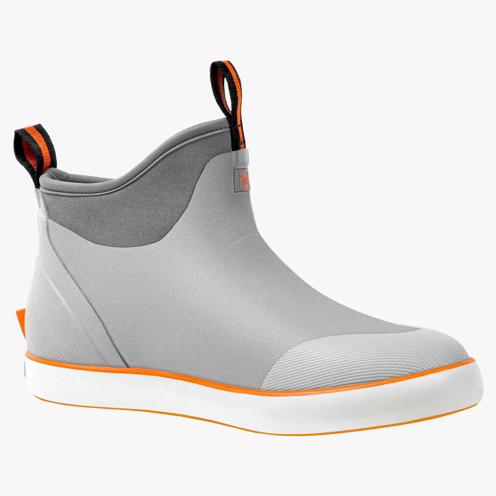 Trudave Men's Deck Boots Waterproof Ankle Rain Boots Saltwater Anti-Slip Fishing Boots with High Traction Rubber Shoe Comfortable Lightweight Grey Footwear