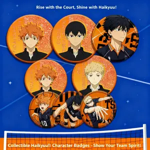 Haikyuu Streamer Badge Acrylic Keychain New Design Double Sided Pattern 58mm Anime Doujin Accessory