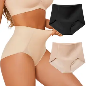 FINETOO Seamless Underwear High Waist Full Coverage Minimalist Skin Fit Stretch Briefs S-3XL Non-Marking Extra-High Waistband Comfortable womenswear