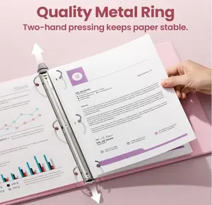 SUNEE 3 Ring Binders 2 Inch 4 Pack, Clear View Binder Three Ring PVC-Free (Fit 8.5x11 Inches) for School or Office Supplies, Assorted Pastel