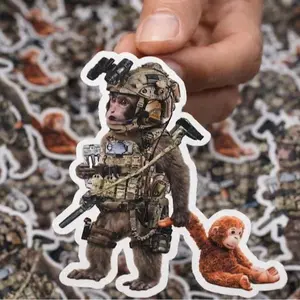 Tactical Punch Monkey Sticker – Meme Culture Vinyl Decal – Laptop Sticker, Funny Monkey Meme, Cute Cartoon Animal, Phone Case Sticker, Trendy TikTok Gift, Planner Scrapbook Decor