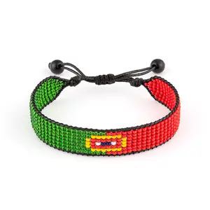 Portugal Flag Bracelet: Handmade, Adjustable Beaded Boho-Style with Patriotic Design