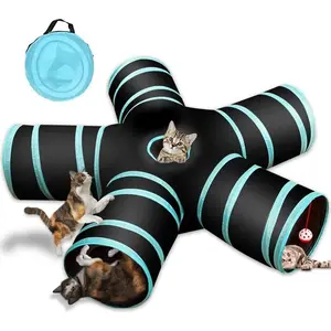 Tunnel  5 Way, Collapsible  Playhouse Pet Play Tunnel Tube with Storage Bag for Cats, Puppy, Rabbits, Ferret, Guinea Pig, Indoor and Outdoor Use