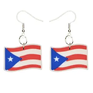 Puerto Rico Earrings Hypoallergenic Silver Plated Fishhooks Yazzle Dazzle Original Artwork Chile El Salvador Honduras Guam Guatemala Mexico Flag
