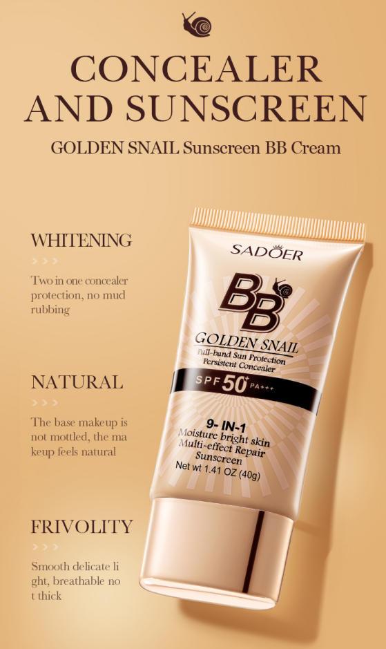 2PCS High-coverage waterproof snail BB cream - matte finish, long-lasting moisturizing and oil control, creates a natural makeup look, perfect for makeup beginners, a great gift for Mother's Day, Valentine's Day. anti-aging skin rejuvenation