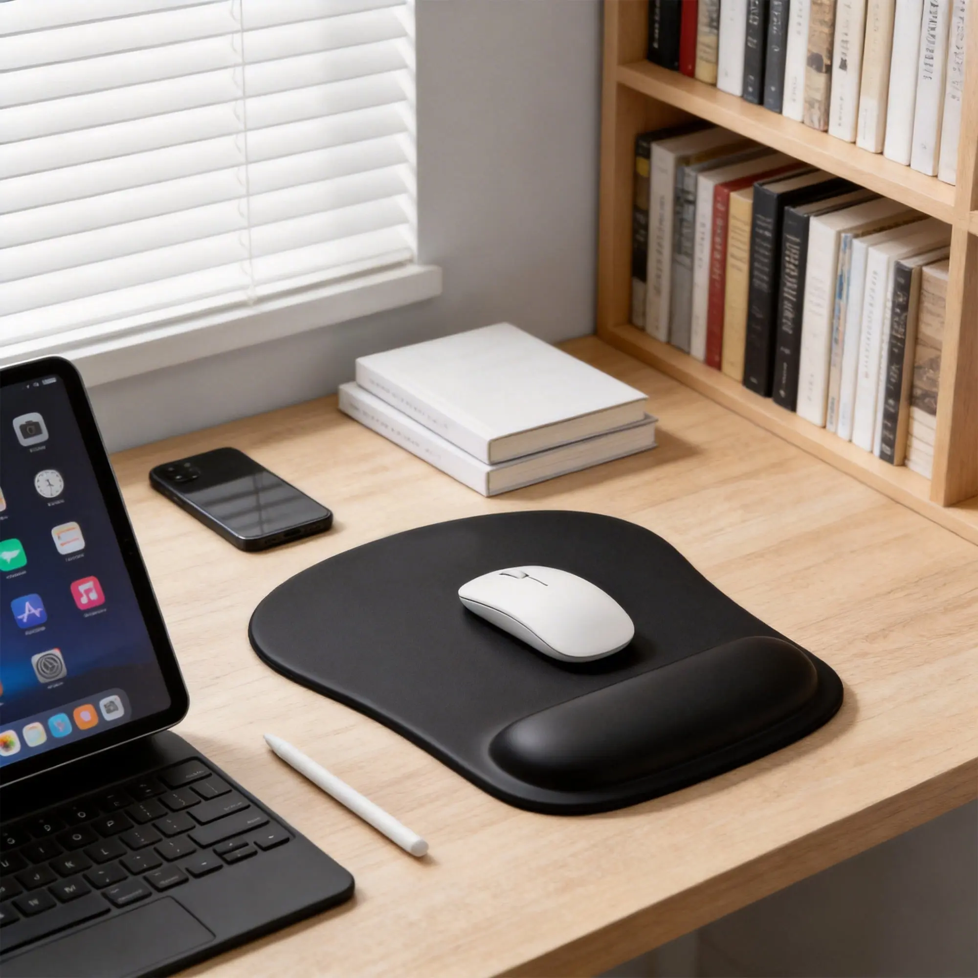 Ergonomic Wrist Pad Mouse Pad with Non-Slip Base, Carpal Tunnel Relief Accessory, Ideal for Office & Home Desk Laptop Use, Black, Wrist Pad Mouse Pads