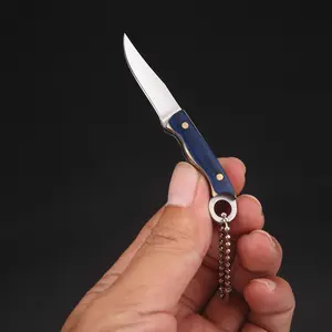 1Pc Blue Wood Handle Mini Utility Cutter, Sharp Portable Package Opener, Compact Multi-Function Cutting Tool for Express & Cartons, Daily Carry Must-Have