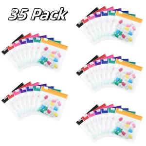 35 Pack Pill Pouch Bags Zippered Reusable Medicine Pouches Travel Plastic Pill Bags Self Sealing Medicine Organizer with Slide Lock for Medication, Vitamins, Jewelry, Daily Small Items
