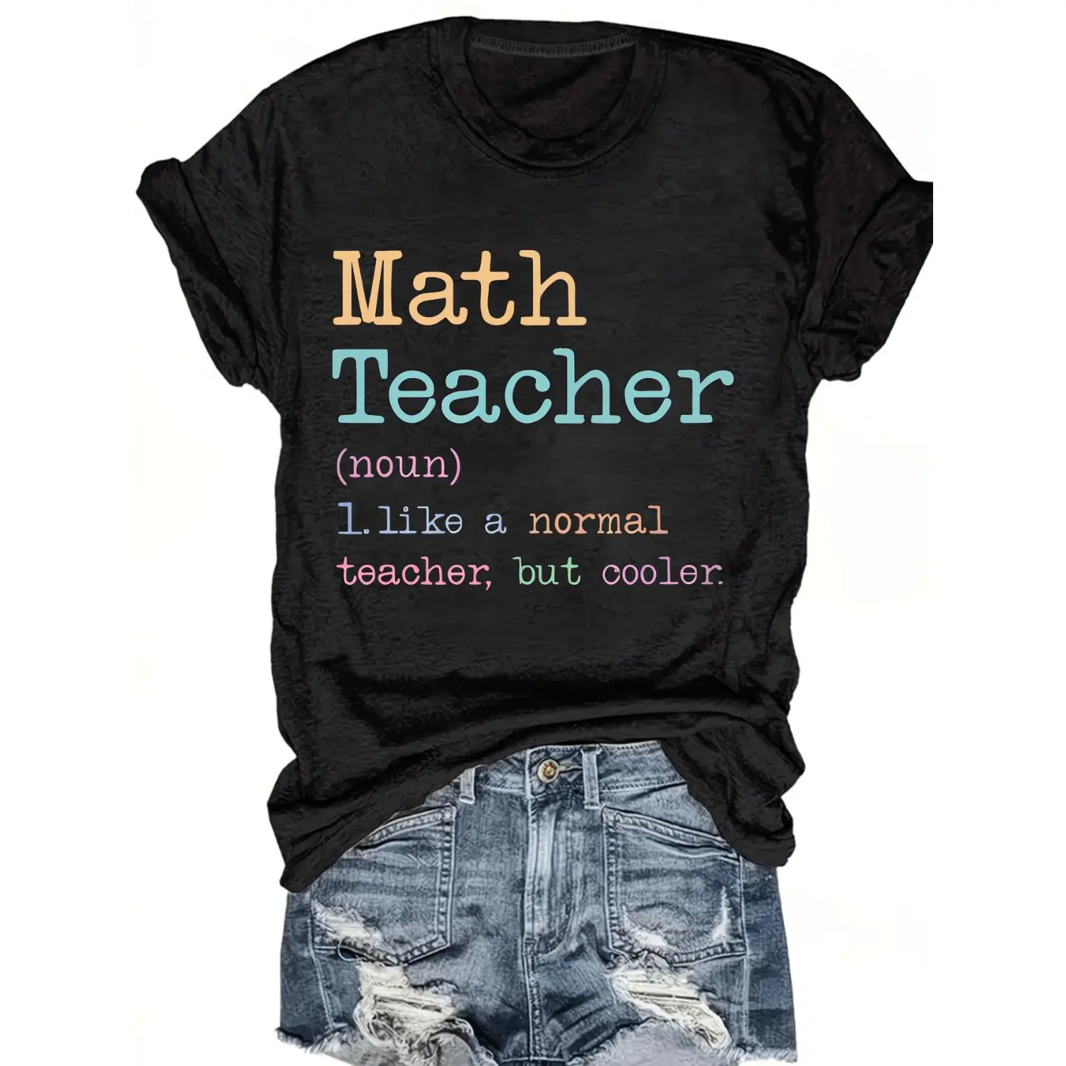 Casual Women'S Round Neck Short Sleeve T-shirt | Math Teacher Definition Humor Cool Pattern Print, Soft Stretchy Fabric, Machine Washable for All-Season Comfort, Available in Multiple Colors, Daily Wear