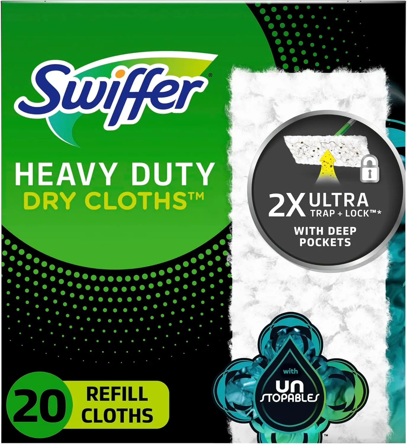 Swiffer Sweeper Heavy Duty Dry Cloth Refills, Unstopables Fresh Scent, 20 Count