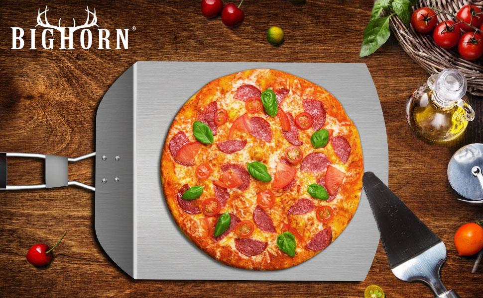 BIG HORN Pizza Peel with Rubber Handle - Large Premium Pizza Paddle & Spatula BIG HORN Pizza Peel with Rubber Handle - Large Premium Pizza Paddle & Spatula