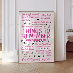 Things To Remember Print Pink Dopamine Decor Girly Collage Dorm Room Decor Apartment Decor Positive Quote Art Hand Written Motivational Gift