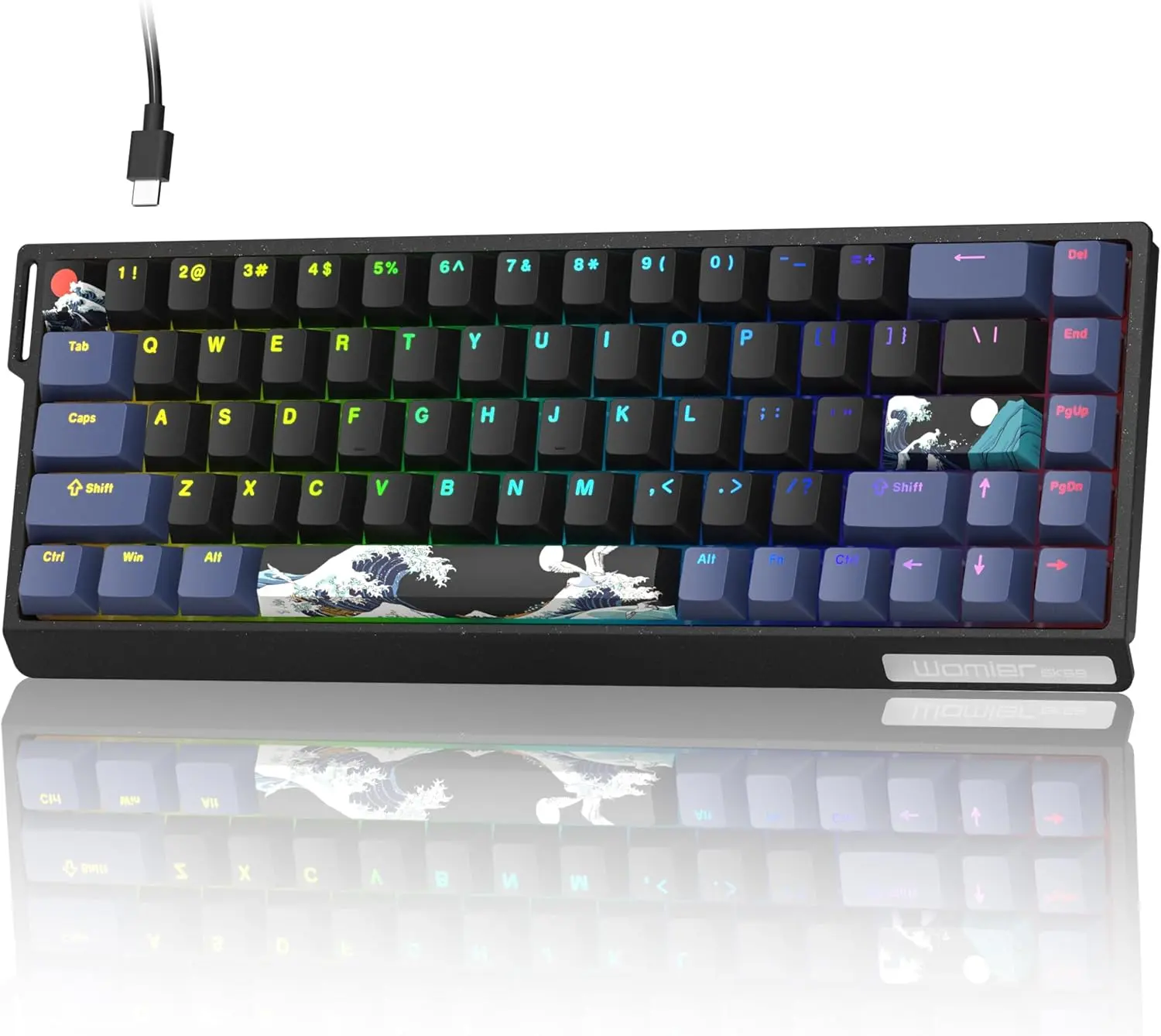 WOMIER SK68 65% Wired Aluminum Gaming Keyboard,RGB Backlit True Hot-Swap Mechanical Keyboard for PC Laptop Game