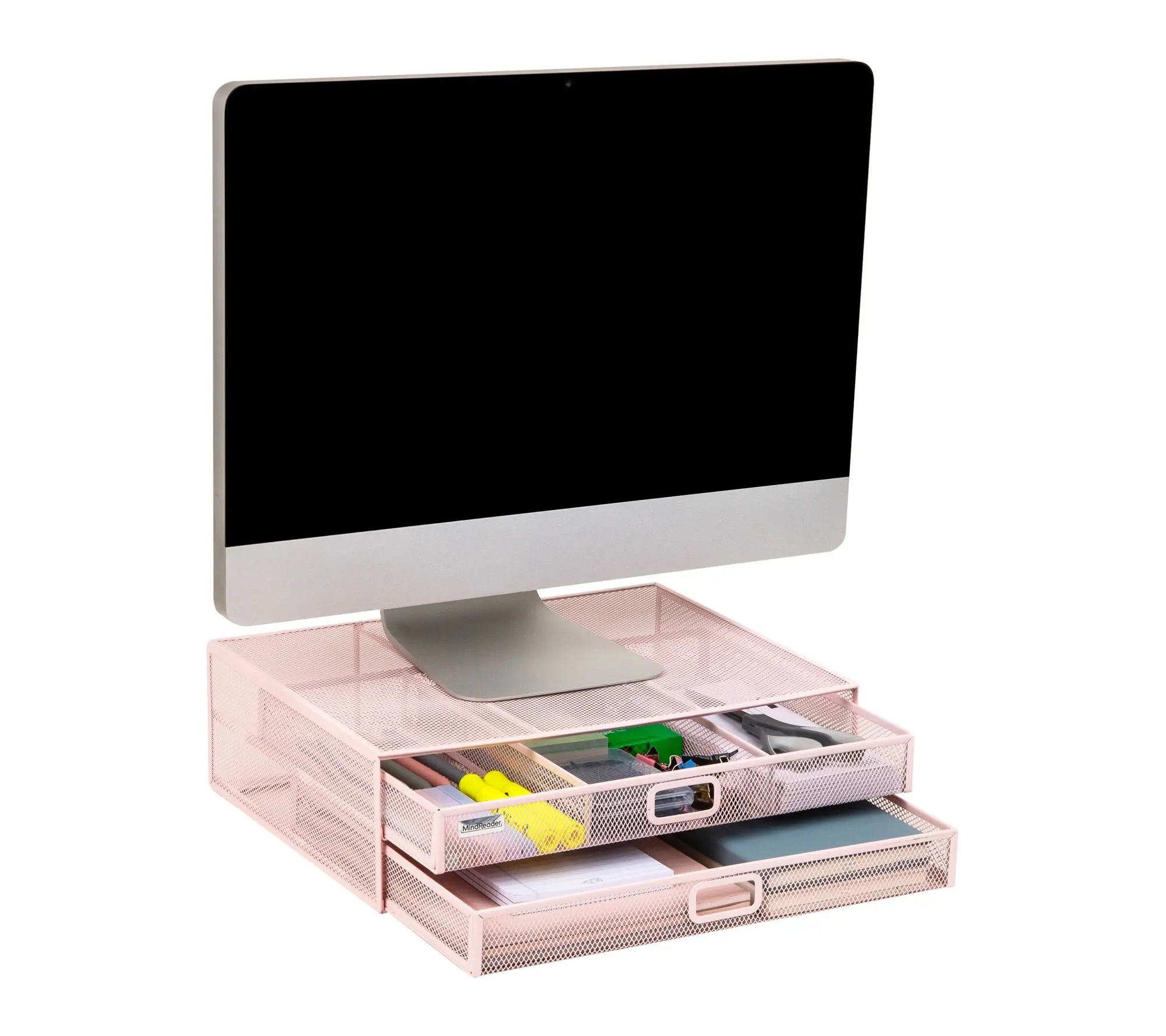 Mind Reader Mesh Monitor Stand with Storage Drawer Mind Reader Mesh Monitor Stand with Storage Drawer