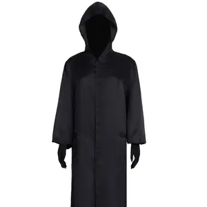 1 Piece Dark Hooded Robe Set with Gloves, Halloween Costume for Role Play, Stage Performance, Mysterious Wizard Style